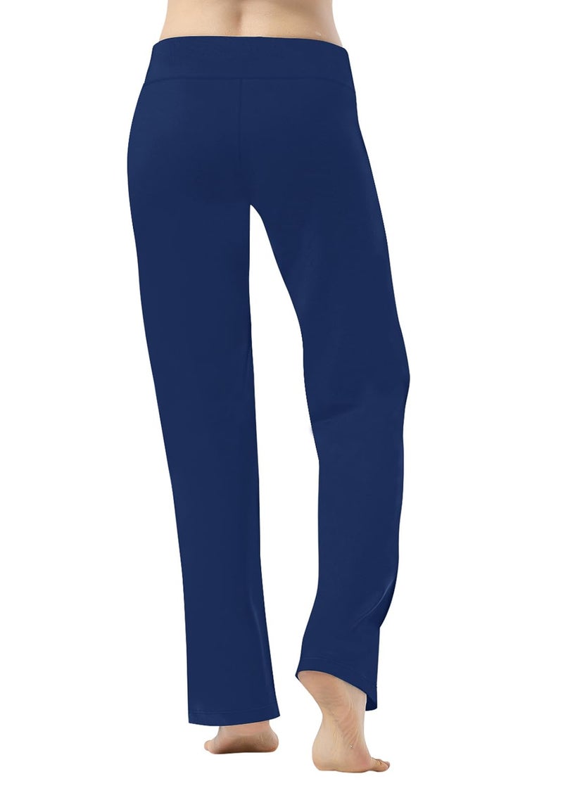 HISKYWIN Inner Pocket Yoga Pants 4 Way Stretch Tummy Control Workout Running Pants, Long Bootleg Flare Pants HF2-Indigo Blue-XXL - Image 3